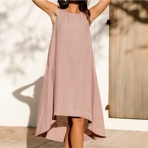 Magic Linen Royal Toscana Linen Dress size M Woodrose Lagenlook Coastal, New